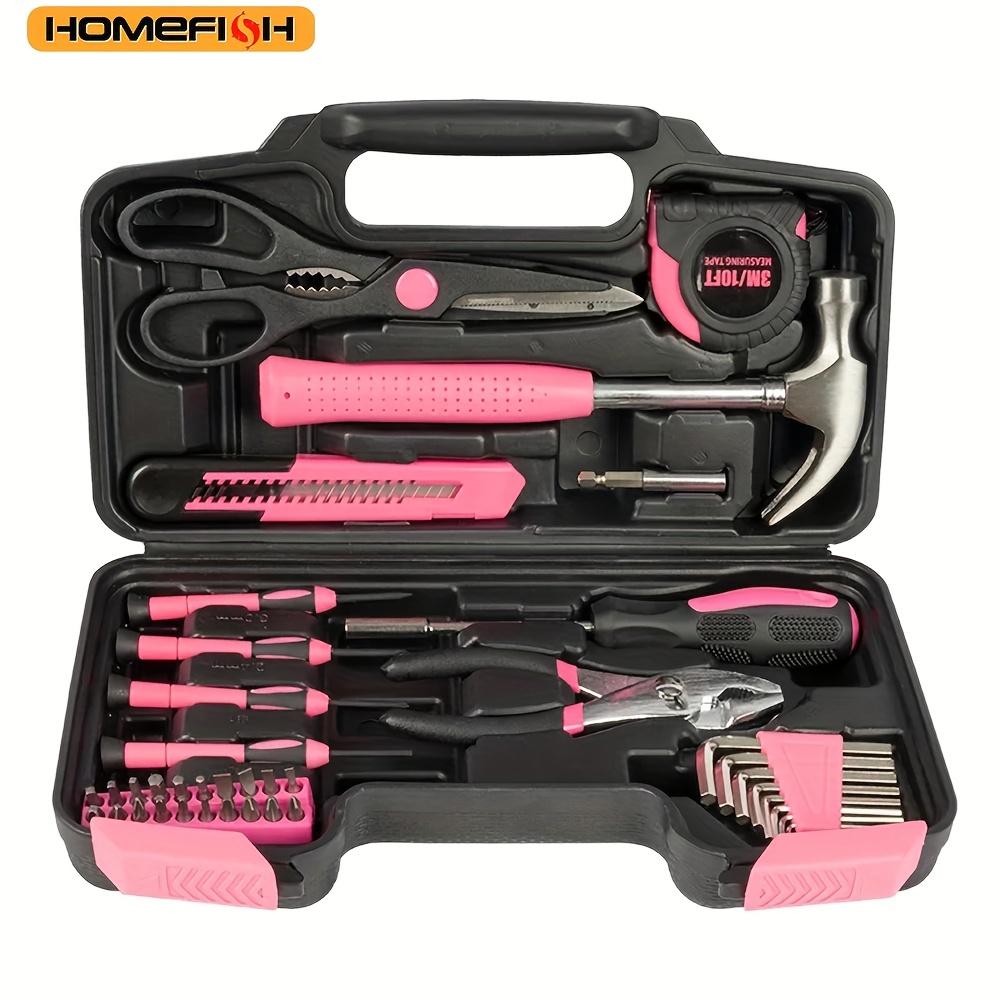 

Homefish 1pc 39pcs Pink Tool Kit Set Specifically For Ladies, More Suitable For Women To Use, Hardcore , , Great Gift For Birthday, Stainless Steel Multi- Lady Gadgets