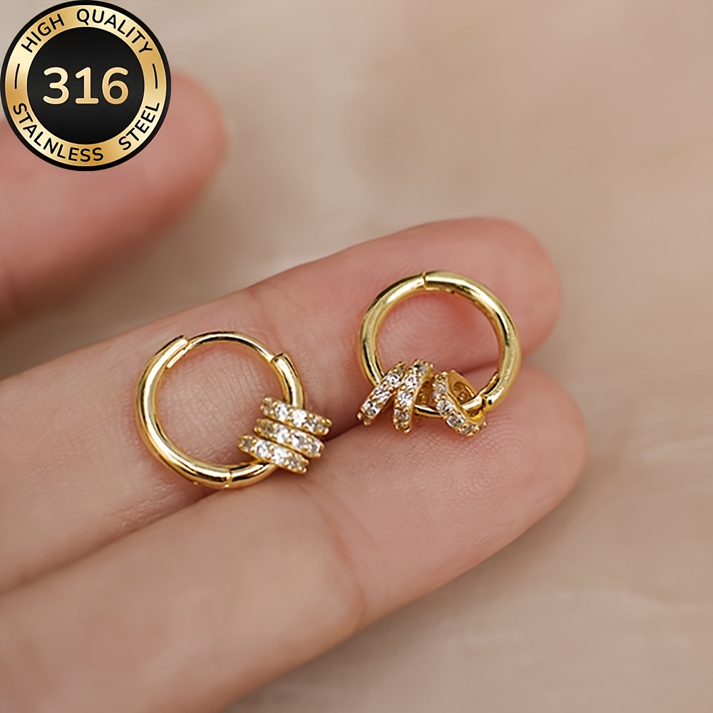 TEMU High-quality Hypoallergenic Stainless Steel Golden Hoop Earrings, Tarnish-resistant, Comfortable And Versatile, Simple Yet Elegant. Women' Wear