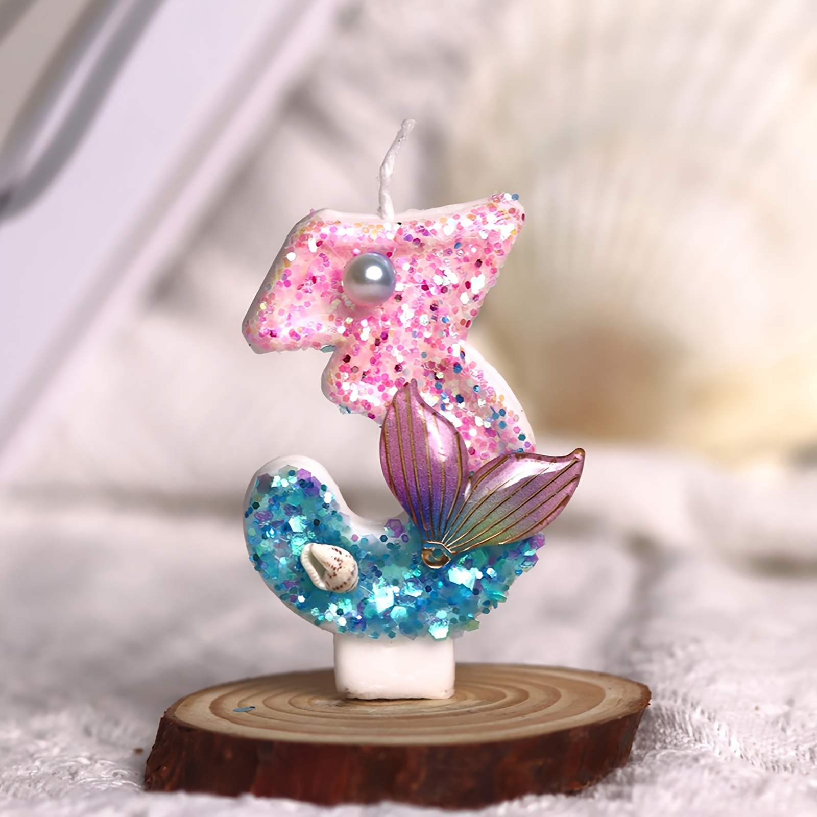 TEMU Mermaid Tail Style Birthday Cake Candles - Tall Candles For Cake With , Perfect For Birthday Celebrations