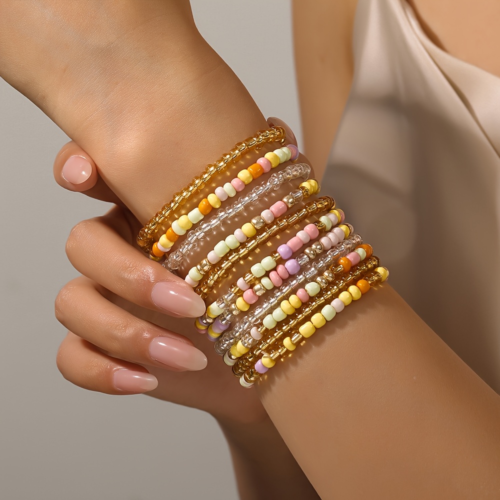 11pc Bohemian Style Handmade Beaded Bracelet Set for Women