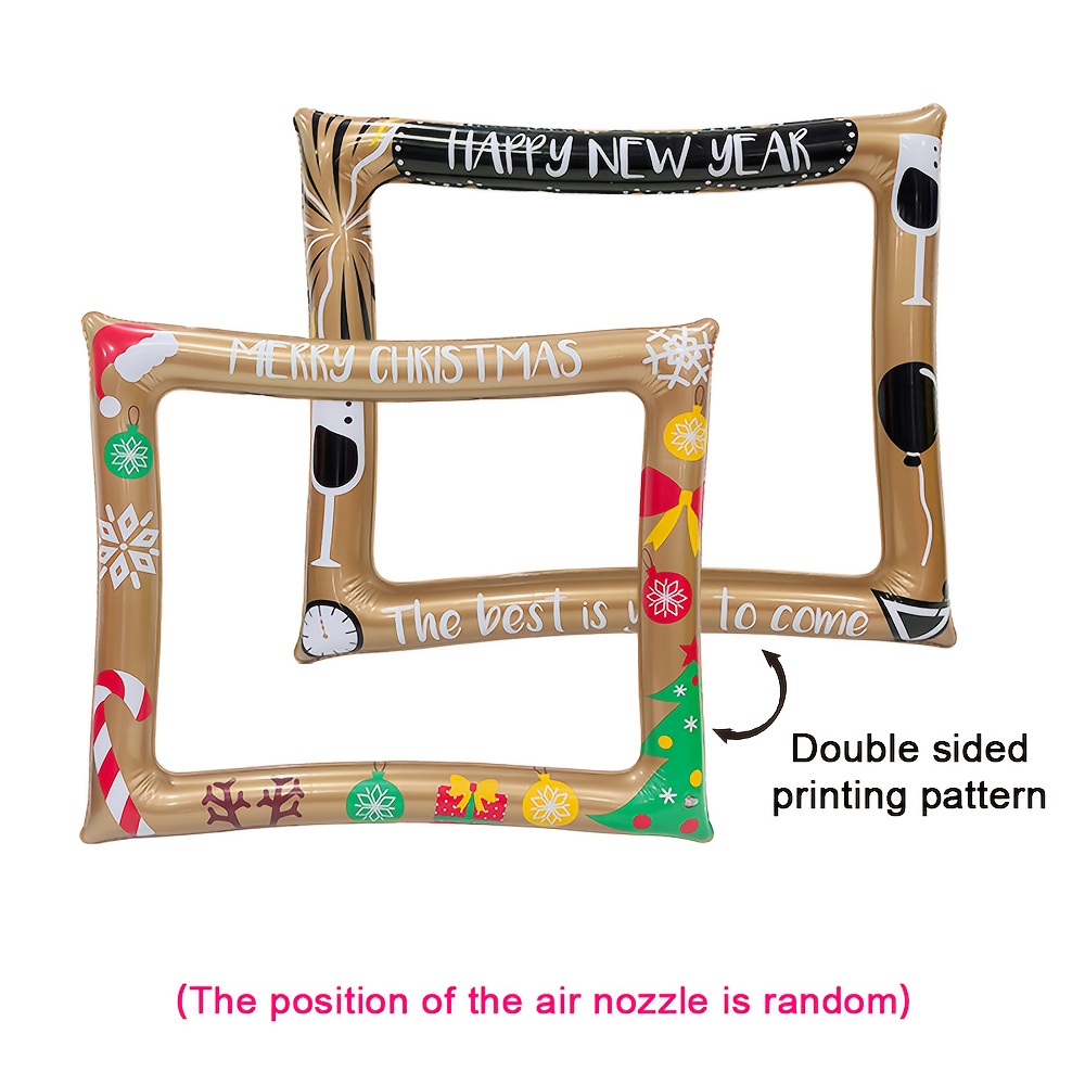 Image of 2026 New Year Pvc Creative Photo Frame, Dual-use Handheld Inflatable New Year Photo Frame With Different Patterns For Positive , Holiday Decoration And Venue Setup Prop