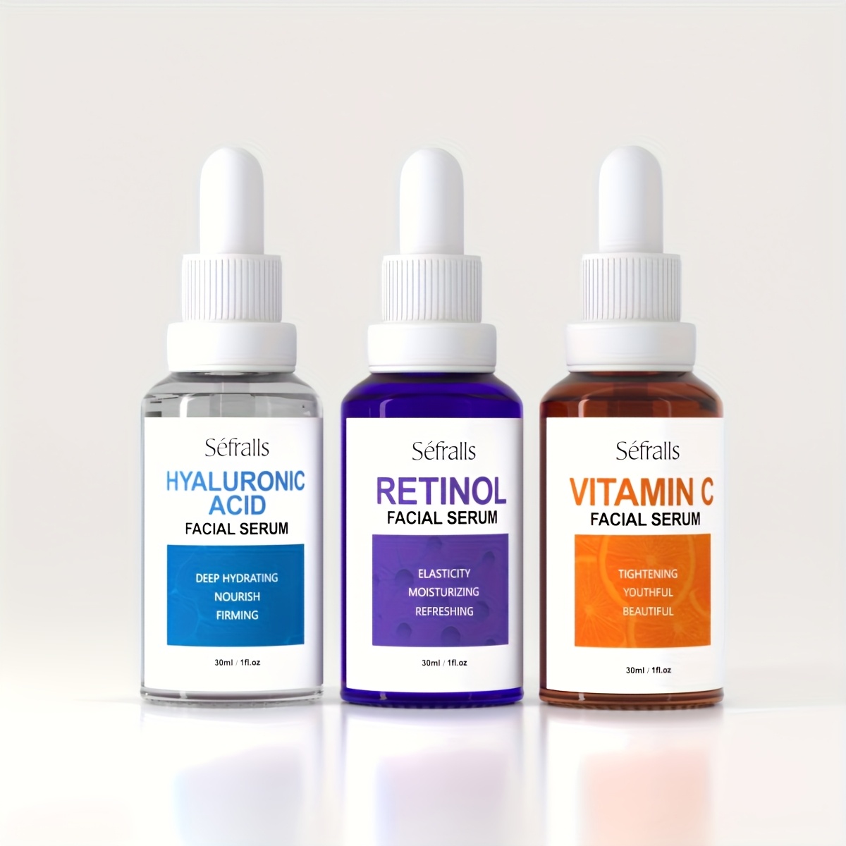 Set Sefralls Hyaluronic Acid VC Retinol Essence 30ml*3pcs s vitaminom C i serumom s hidroksidom hialuronske kiseline za sjaj, učvršćivanje i hidrataciju suhe kože, serum za učvršćivanje, poklon, festival, putovanje