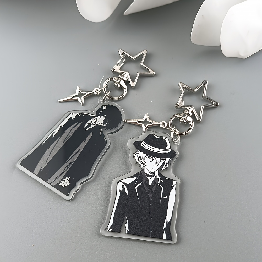 [2d Flat] [2d Flat] 2 Acrylic Keychain Tags With Star-shaped Clasps, Trendy Additions