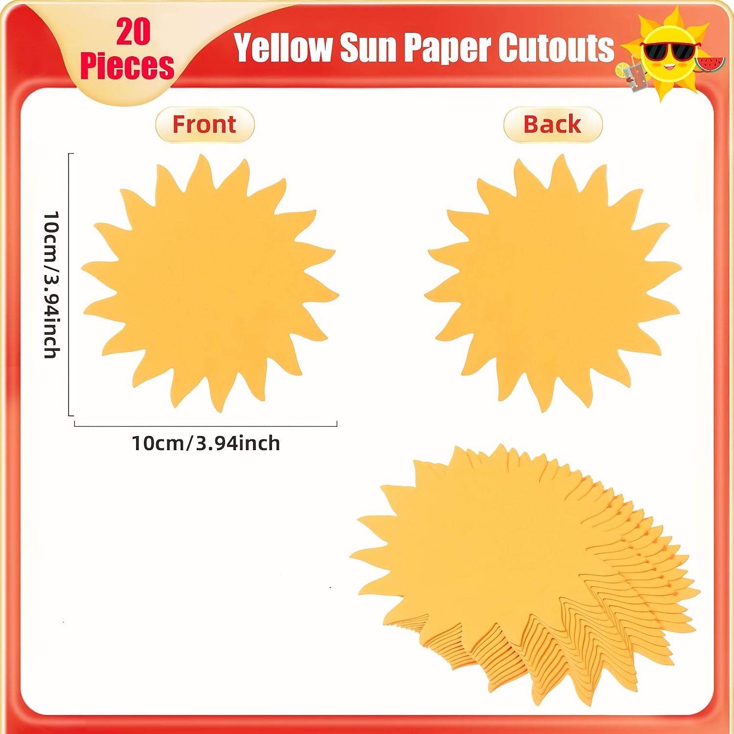 TEMU 20 pezzi Soli Dorati Cut-out da 4 pollici , Fustelle a Forma di Cartoncino, Decorazioni a di Carta per Aula Scolastica, Decorazione Murale per