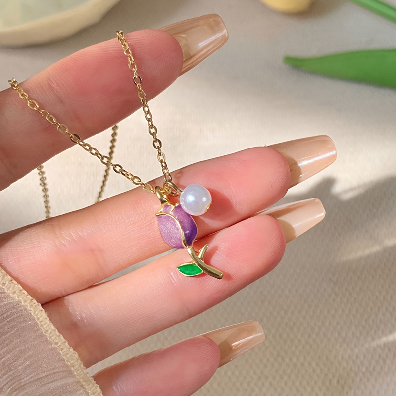 TEMU 1pc Collar con Colgante de Perlas de y , Diseño Moderno y de Estilo Pequeña Coreana y Japonesa, Cadena de Clavícula para Mujer, Regalo de