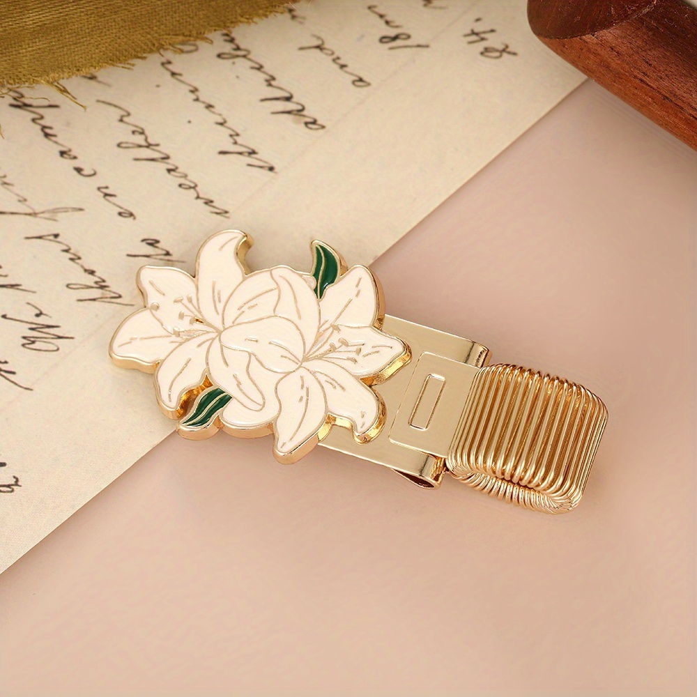 TEMU 1pc Ahcraft Vintage Floral Pen Holder With Spring Mechanism - Elegant In Purple, Yellow, Green, Golden, Brown, Red