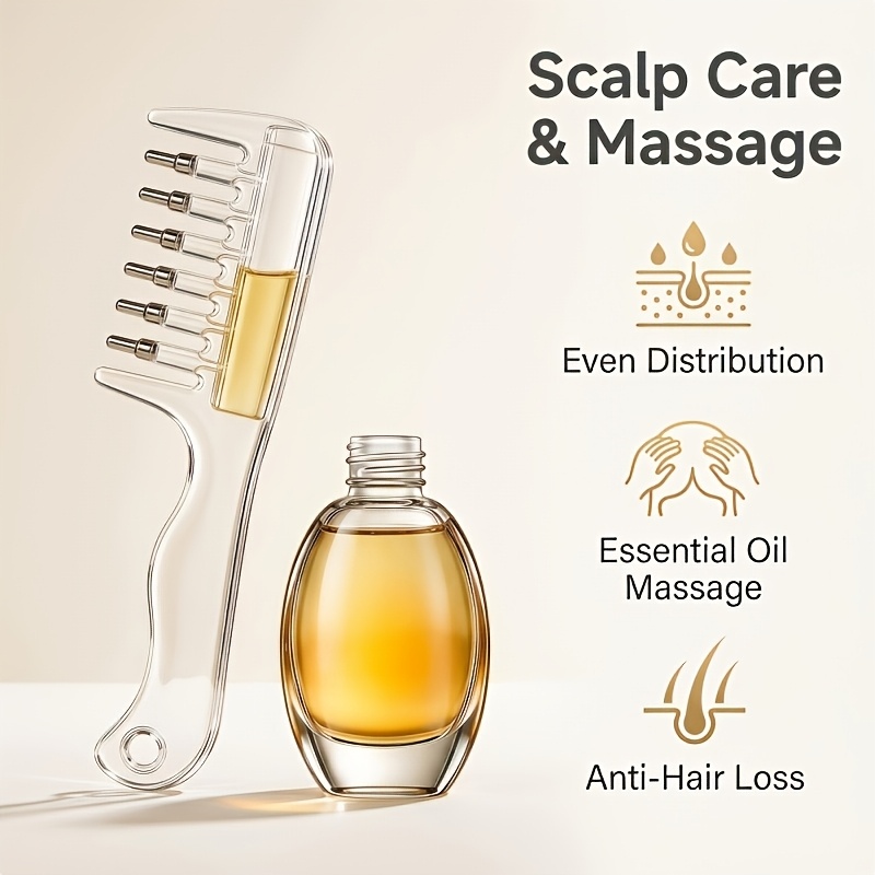1pc light luxury transparent pink liquid comb stainless steel roller ball metal teeth with and dispensing design replaces manual application to scalp hair roots and pr   loss soothes tight Product details 1
