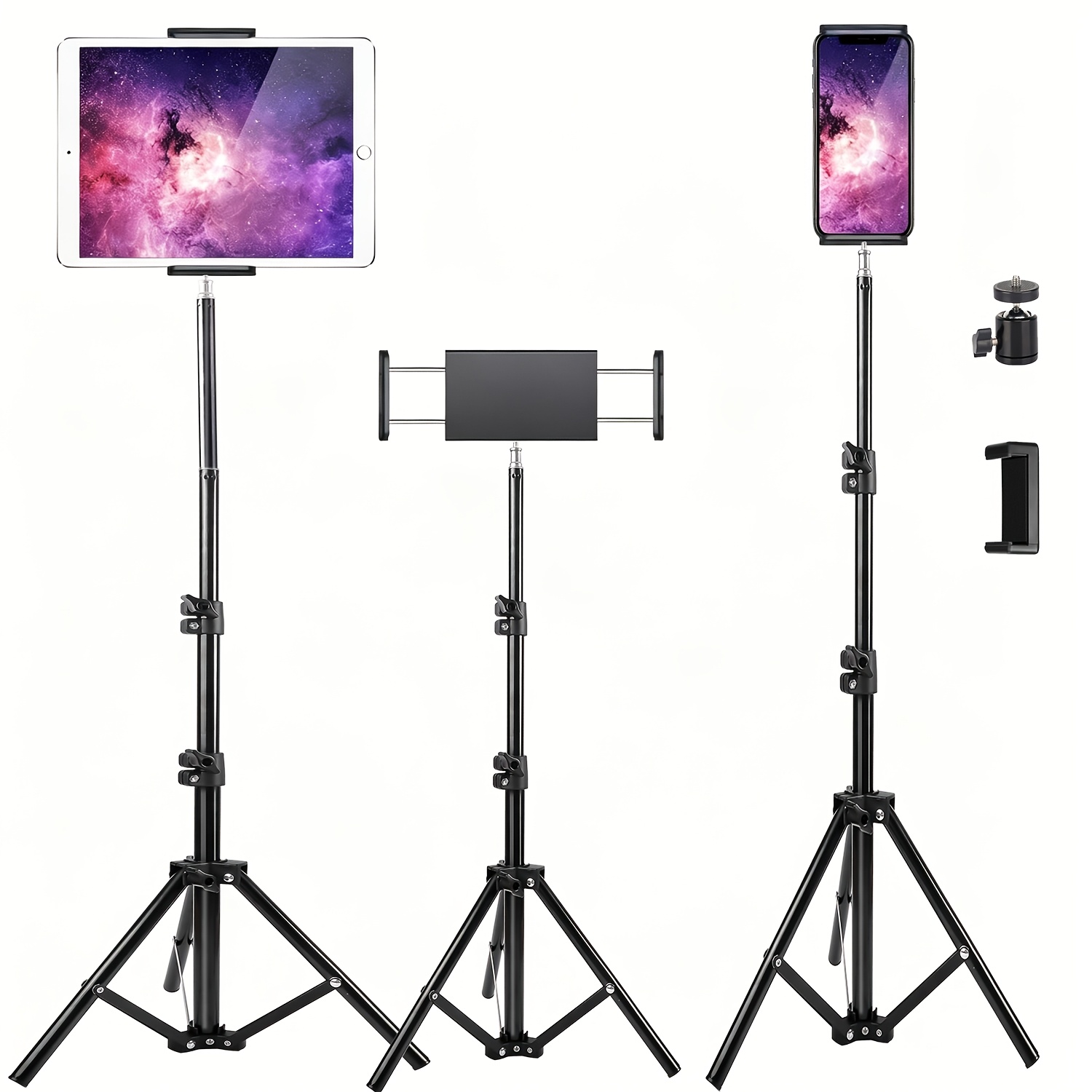 TEMU A Versatile Tripod Stand For Tablets And Phones That Adjusted In Height, Adjustable 64-inch Height Tripod Stand, With 360° Rotating Head -