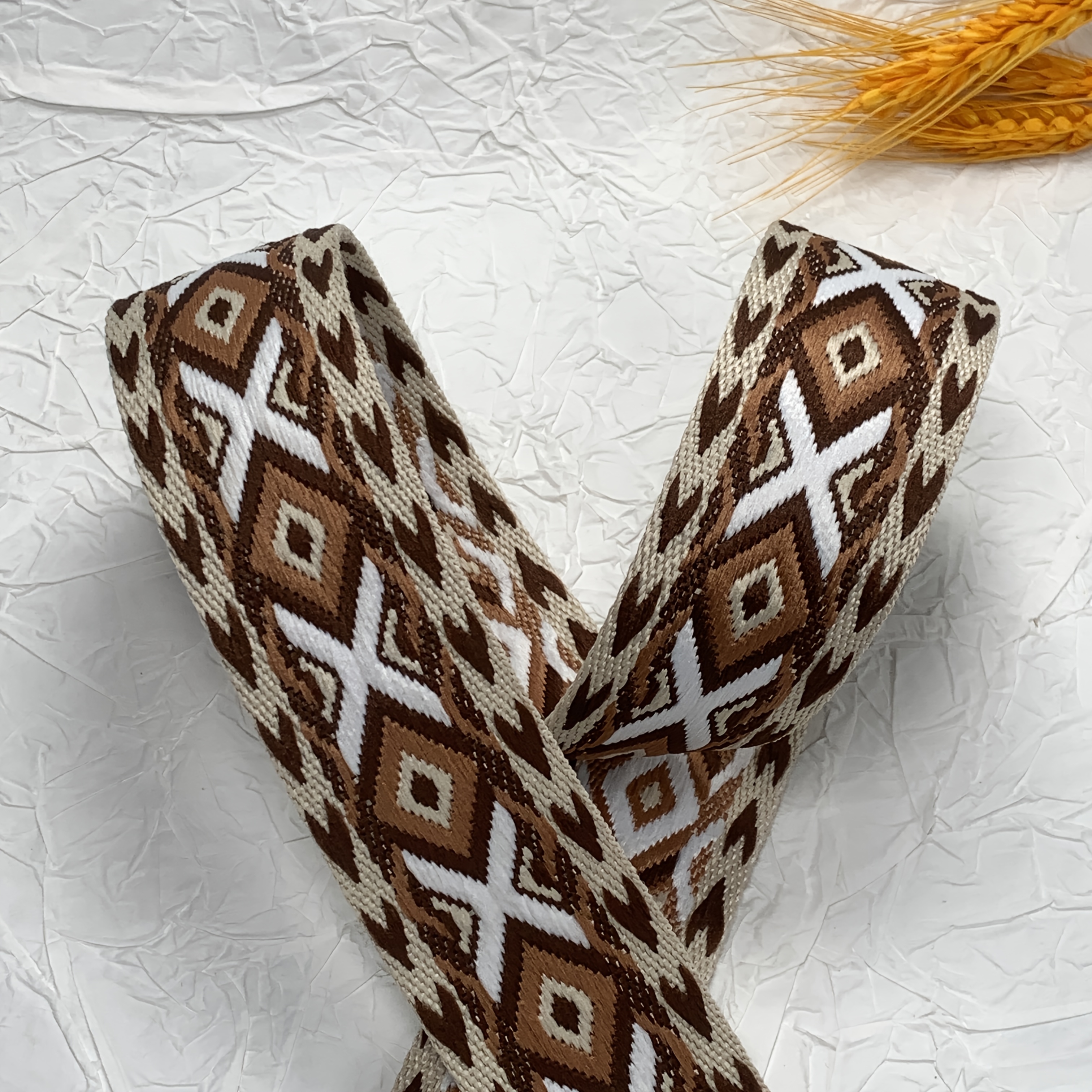Small Diamond Arrow Webbing, 3 Meters, 1.5 Inches. Suitable For Diy Bags, Wallets, Handmade Bags, Purses, Belts, Guitar Straps, Clothing, Shoulder Straps, Phone Lanyards, And Home Decor Crafts Diy