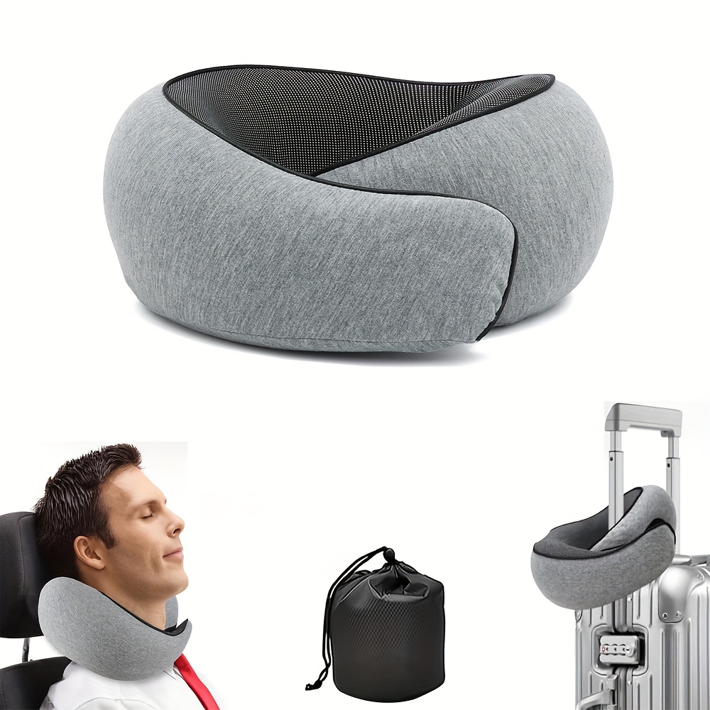 1pc travel pillow neck cushion durable u shaped slow rebound soft neck support travel pillow non deformable aircraft pillow nap neck pillow
