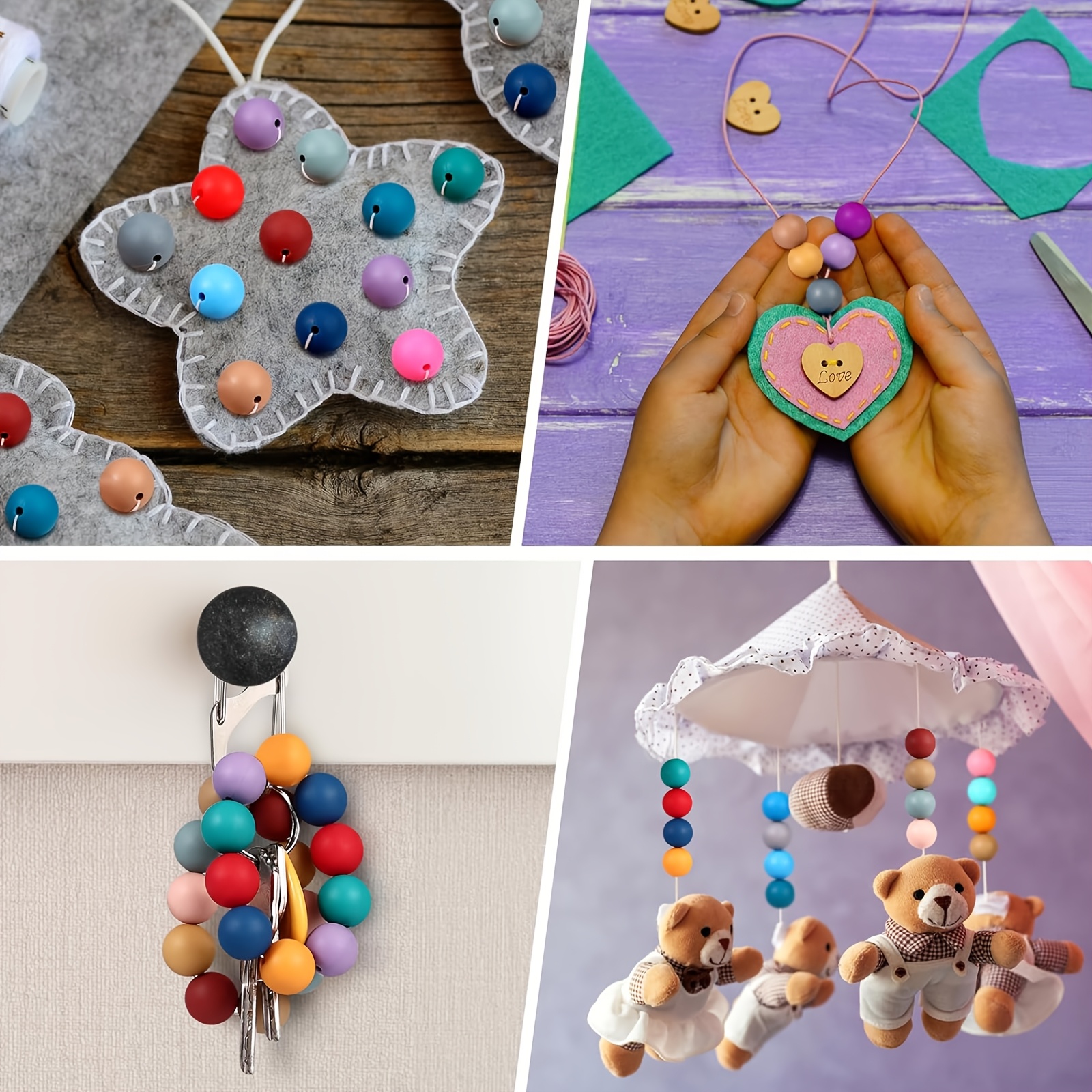 TEMU 300pcs, Festival Decoration Silicone Beads 15mm, Used For Any Hand-made Jewelry Pendant Decoration, Beaded Pen, Key Chain, Key Chain, Bracelet, Necklace And Other Jewelry Decoration Production