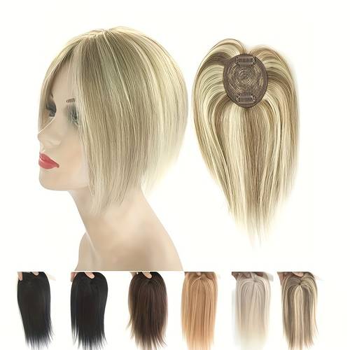 dames haar topper van echt haar, real p8/613, zwart, donkerbruin, lichtbruin, gemengde kleuren, 35 -inch clip-in extension pruik voor klein tot medium gebied dunner haar en haarverlies