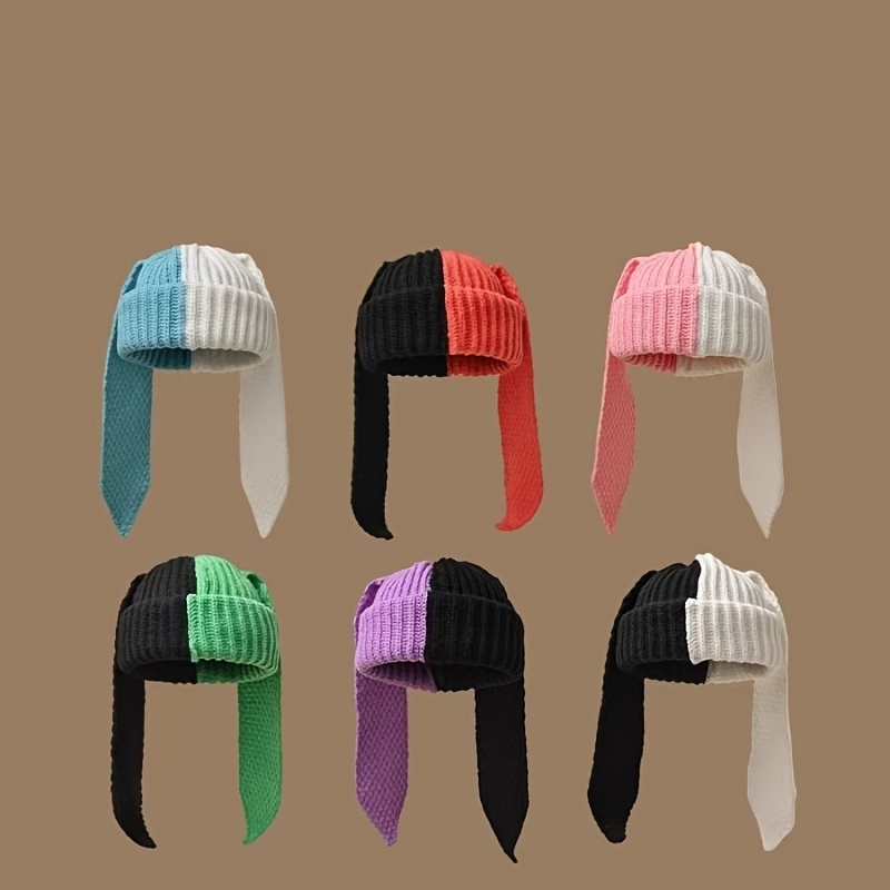 

Cozy & Cute Bunny Ear Beanie For Women And Girls - Striped Knit Hat With Band, Skull Cap, Hand-washable - In Multiple Color , Knitted Hat