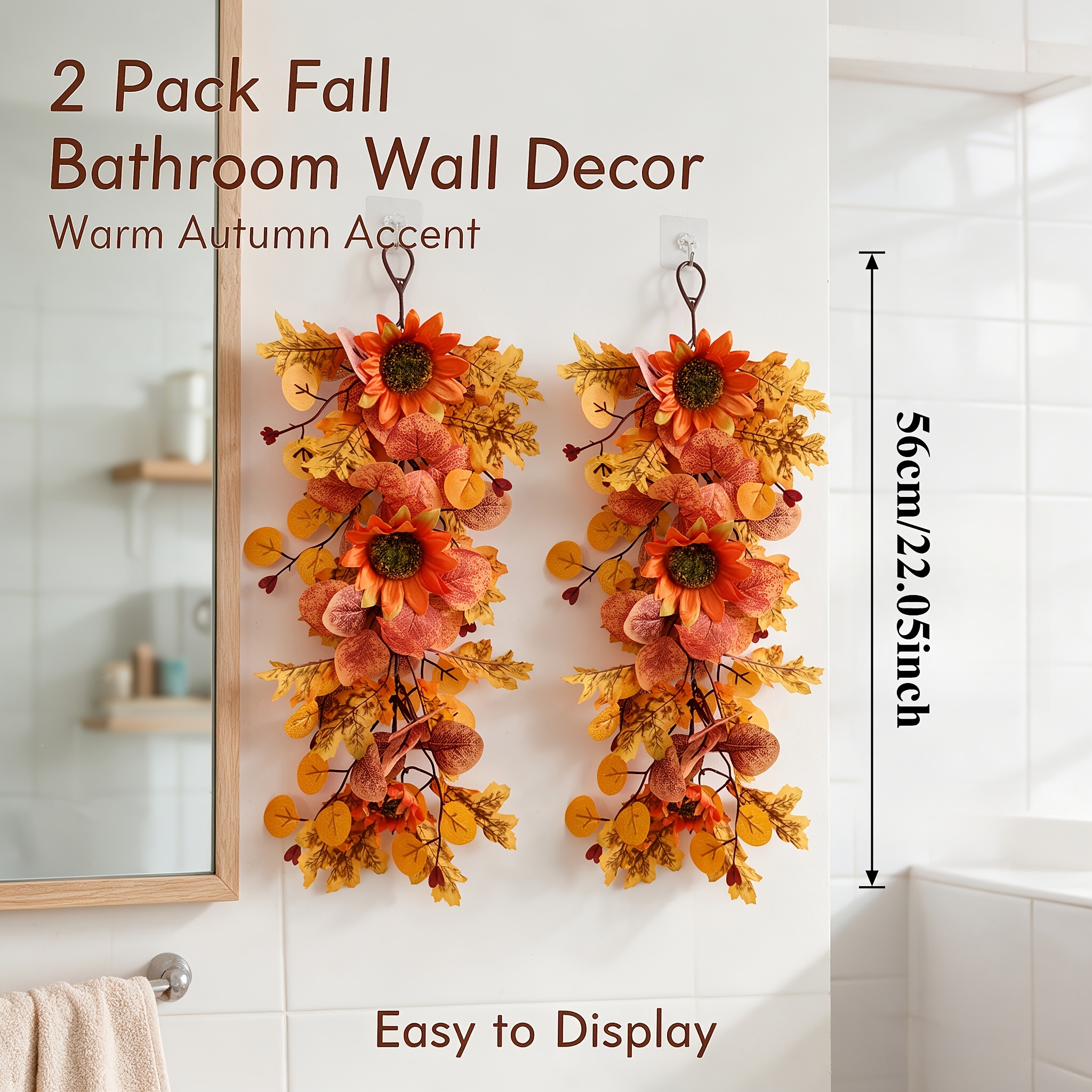 TEMU Ensemble de 2 pièces Décoration de Porte Suspendue Artificielle d'Automne et Feuille d'Érable, Suspension Murale de Fleur Artificielle/Fleur