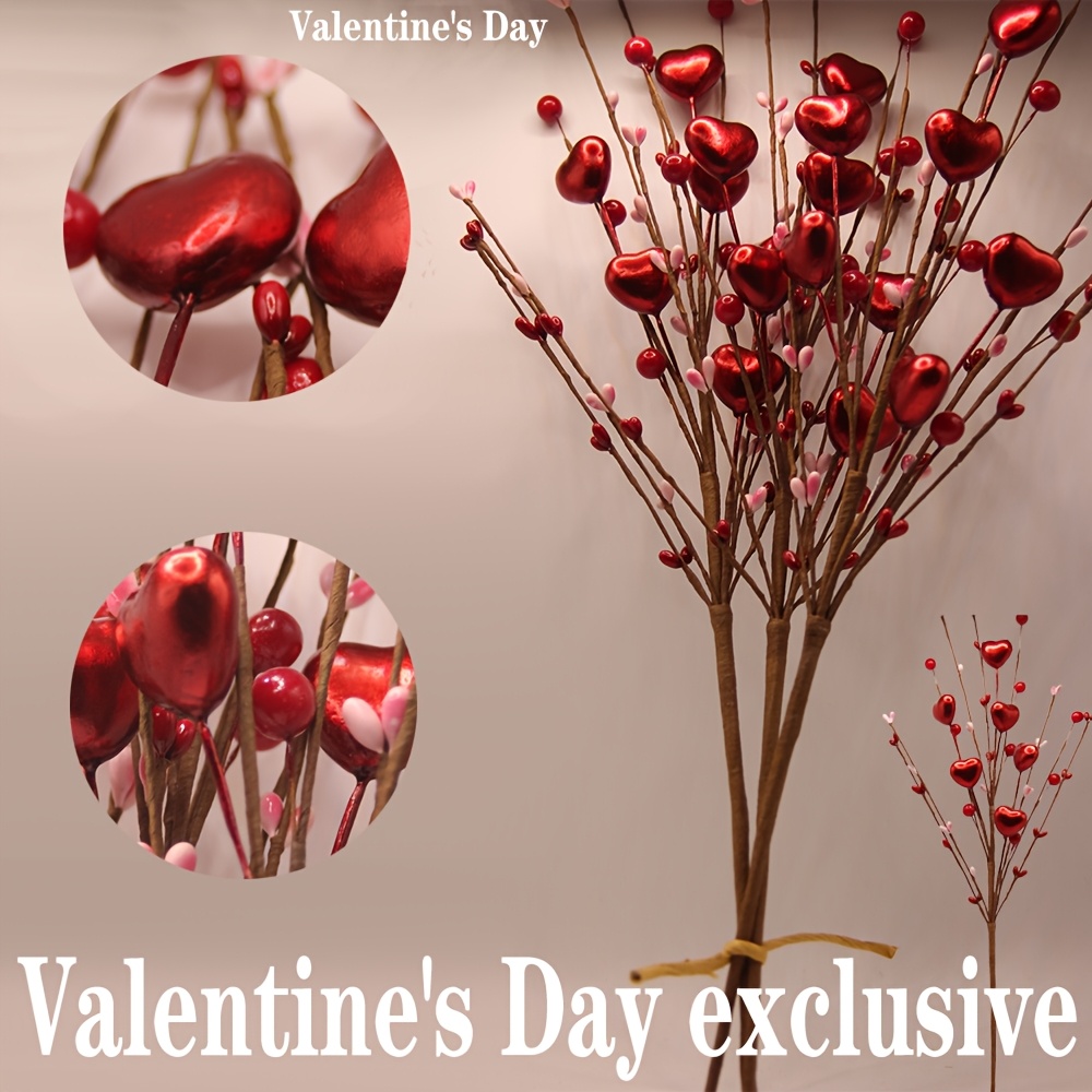 

3pcs Valentine's Day Decoration Tree Branch Valentine's Day Vase Decoration Handmade Diy Valentine's Day Gift Gift For Lovers Suitable For Valentine's Day Christmas Decoration