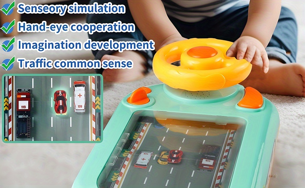 kids racing car steering wheel toy interactive play for racing dodging and   games with sound and   fun simulation for developing driving skills Product details 1