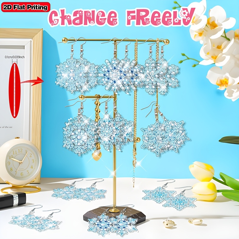 20pcs Snowflake Pattern Diamond Art Earring Set, Winter Theme