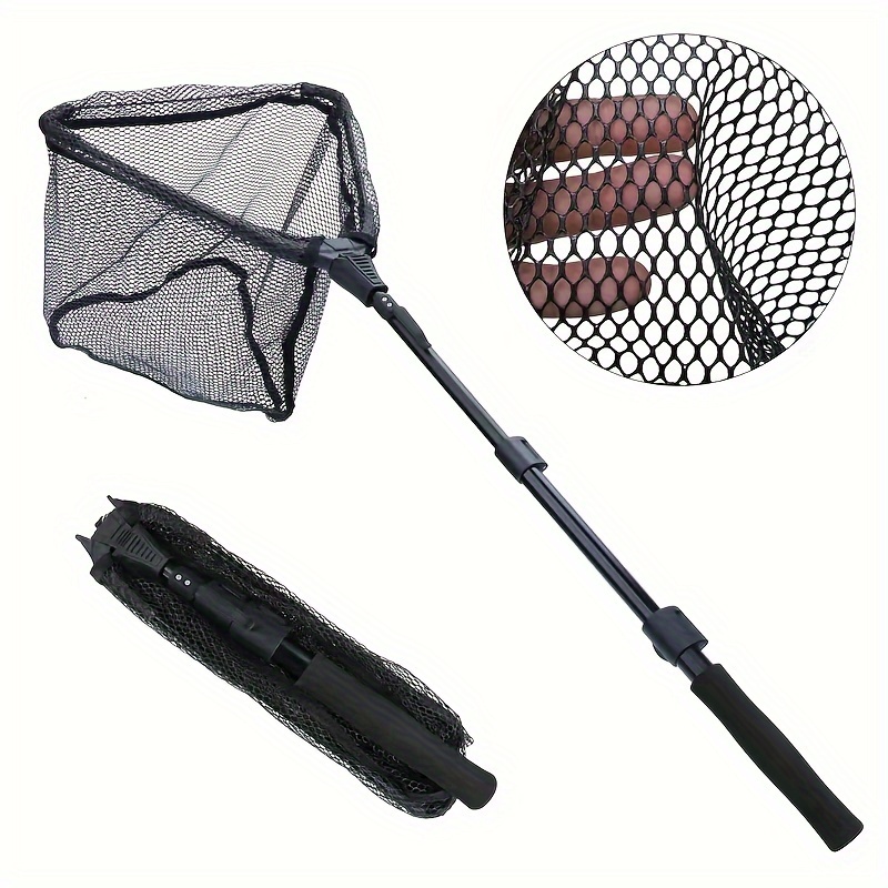 Foldable Fishing Net with Telescopic Pole and EVA Handle - Durable Nylon  Mesh for Safe Fish Catching and Release