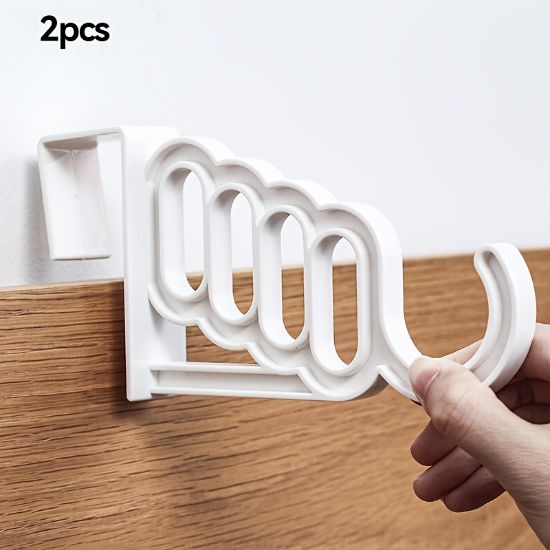 TEMU 2pcs Punch-free Over Door Hook, Foldable 5-hole Clothes Bag Hanging Rack, Multifunctional Organizer For Closet Bedroom Balcony Bathroom, Utility