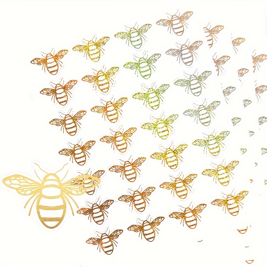 

Golden Foil Bee Stickers, 280 Pcs, Animal Print, Plastic Self-adhesive Seal Labels For Envelopes, Invitations, Spring Wedding, Party Favors, Single Use, Irregular Shape - Matte Finish English Text