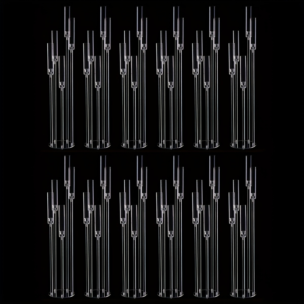 TEMU 12pcs High Transparent Acrylic Candle Holder For Party Decorations, Clear Lampshade Candlelabra For Christmas, Halloween, Wedding And Birthday