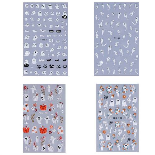 2 sheets 5d embossed halloween fall nail stickers cute rose flower leaf skeleton hand nail decals autumn thanksgiving stereo nail art stickers holiday diy manicure supplies for women nail salon decoration