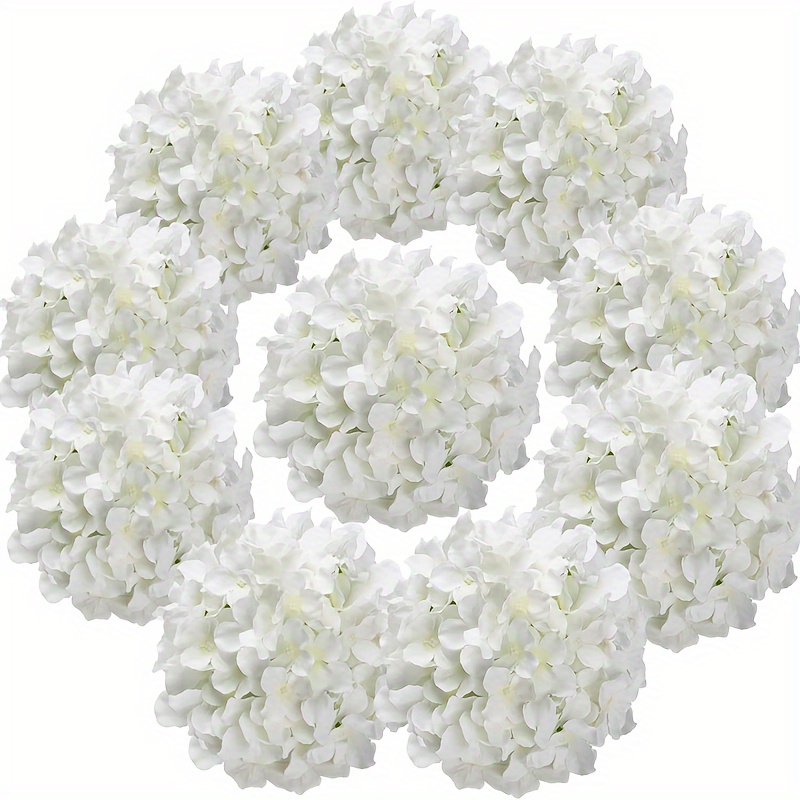 

40pcs White Silk Hydrangea Flower Heads With Stems - Perfect For Weddings, Engagements, Home & Party Decor