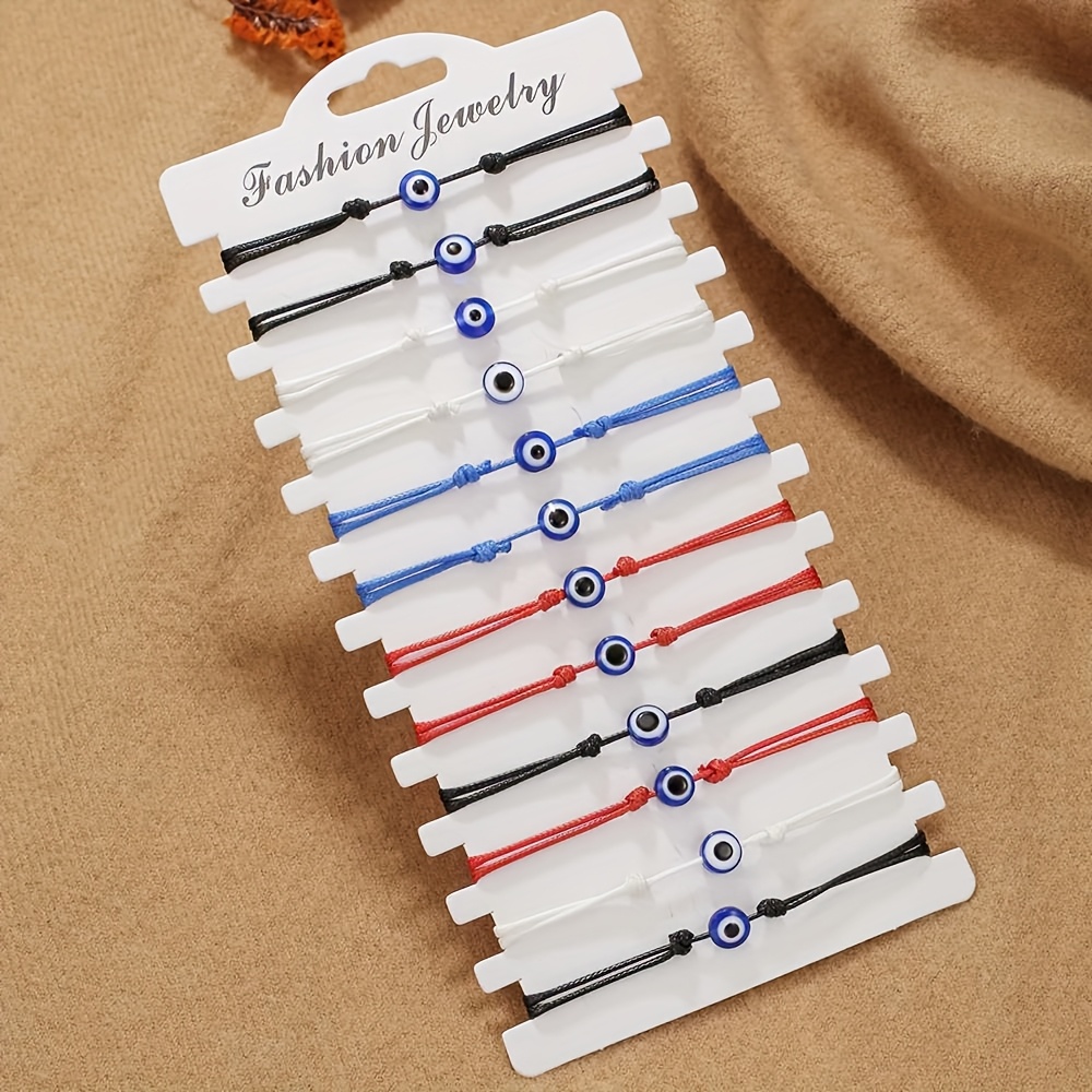 TEMU Confezione da 12 braccialetti con in stile e americano, gioielli con cordino regolabile intrecciato a a pi羅 e impilabili, cordino per