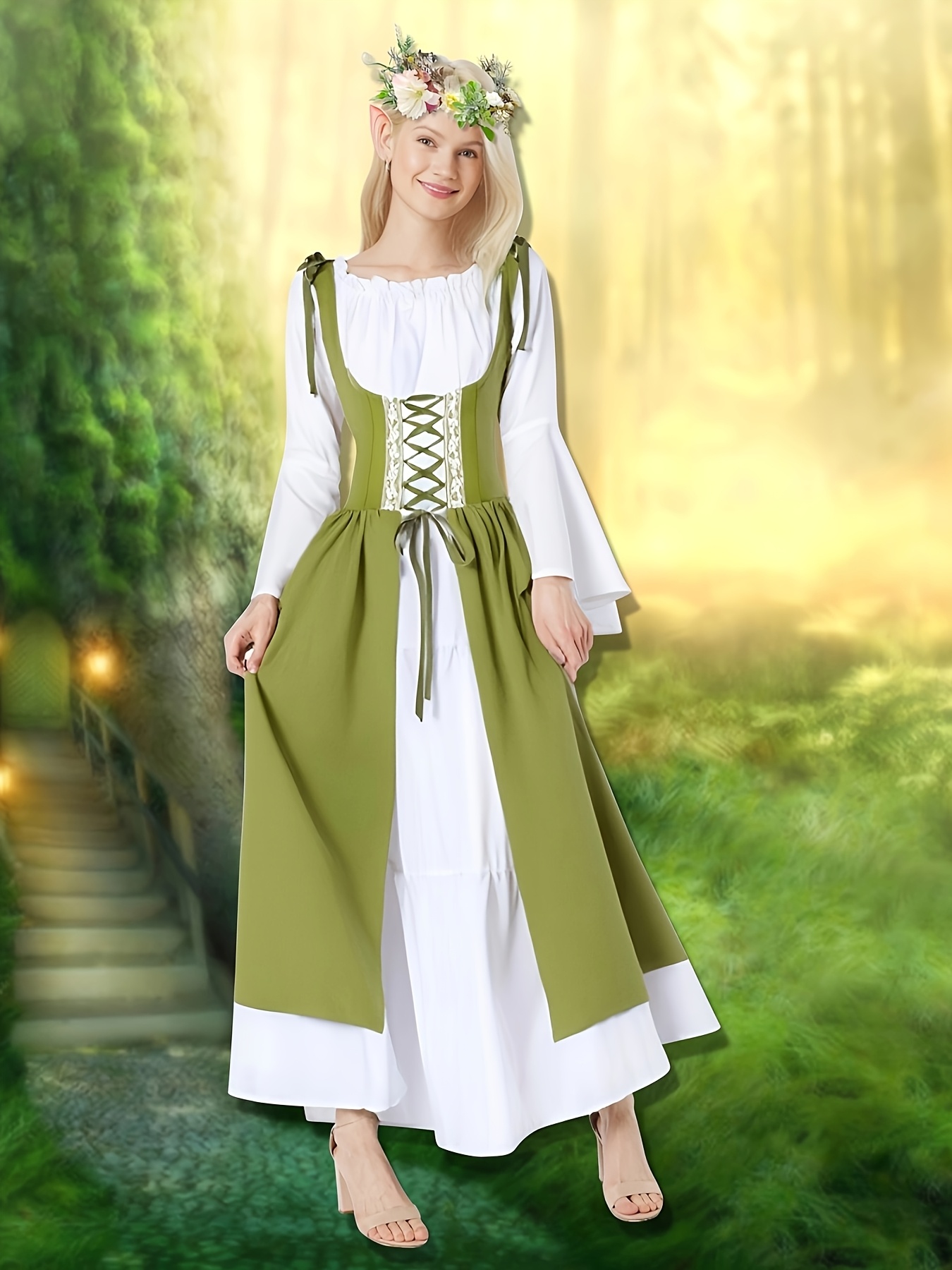 green emerald velvet dress Fantasy Womens' Medieval Royal Corset Princess Costume Renaissance Dre–  Zincera