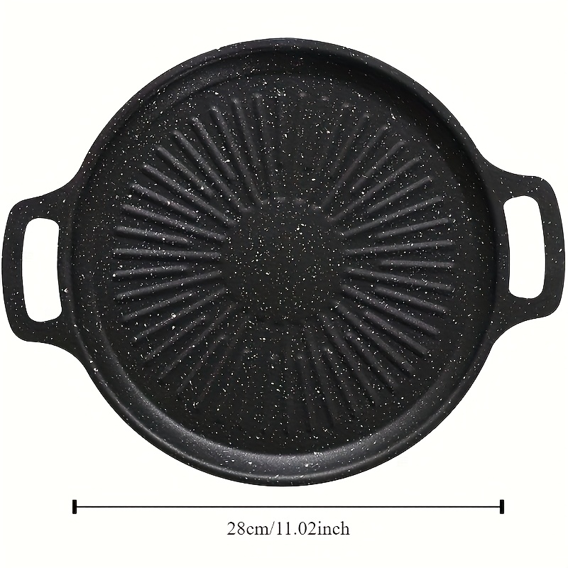 Versatile Korean Cast Iron Grill Pan - Smokeless Non-Stick Portable Grill for Home, Outdoor Camping & BBQ - Sun Pattern Design, Multiple Sizes Available, Durable & Easy to Clean, Korean BBQ Grill