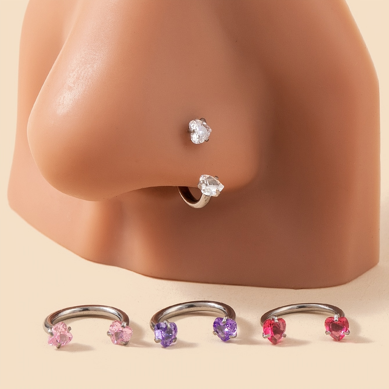 

4- Set Steel C- Double-end Zirconia Piercing For Women, For