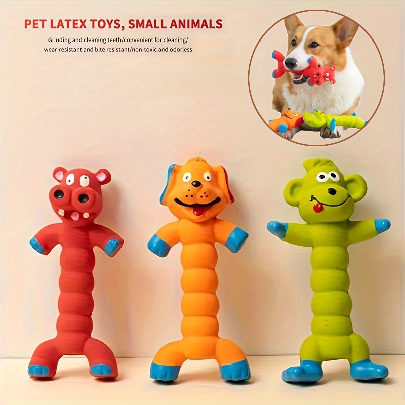 

Squeaky Dog Toy For All Breeds - Cartoon Design, Rubber Chew And Dental