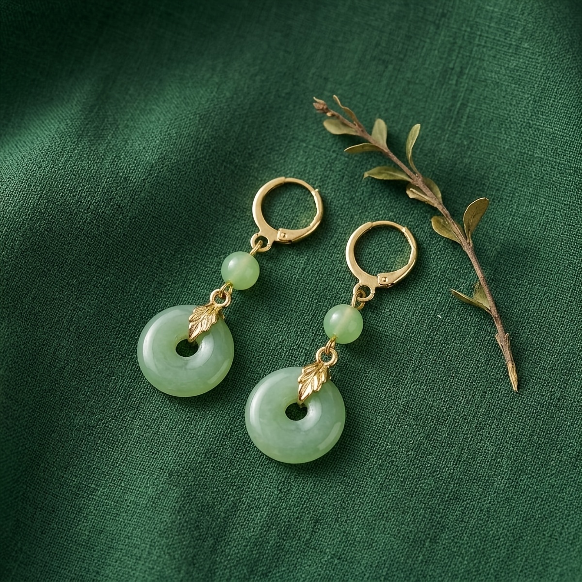 TEMU Boucles d'oreilles pendentif feuille verte
