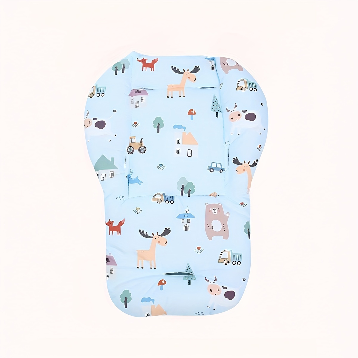 1-Pack Baby Stroller Seat Liner with Animal Print, Universal Fit for High Chairs and Car Seats, Breathable Polyester Cushion for Infants & Toddlers 0-3 Years - Pierced Shoulder Straps and Belt Perforation Design