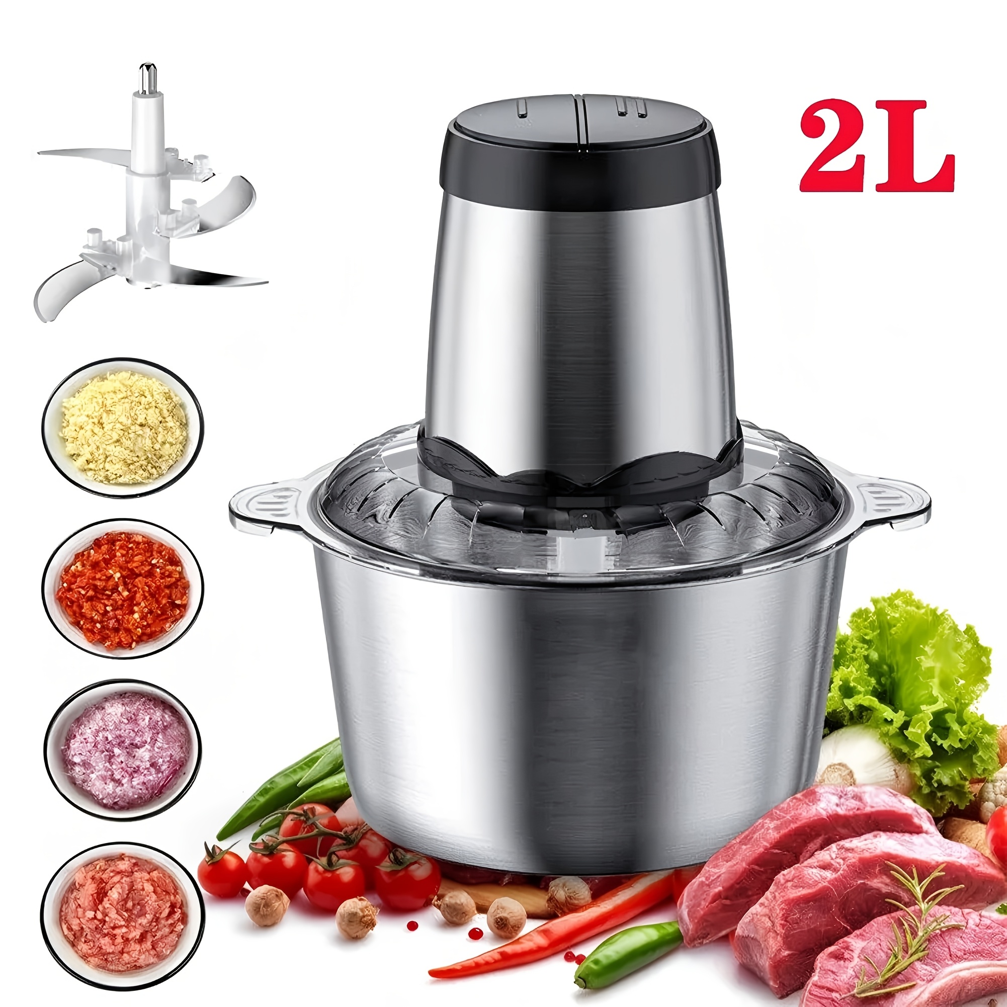 Powerful Electric Food Processor Kitchen Food Chopper Blender Meat Grinder Mixer, 500w Electric Meat Grinder Food Chopper, Kitchen Cutter For Vegetable, Onion, Garlic, Meat, Nuts, And Baby Food