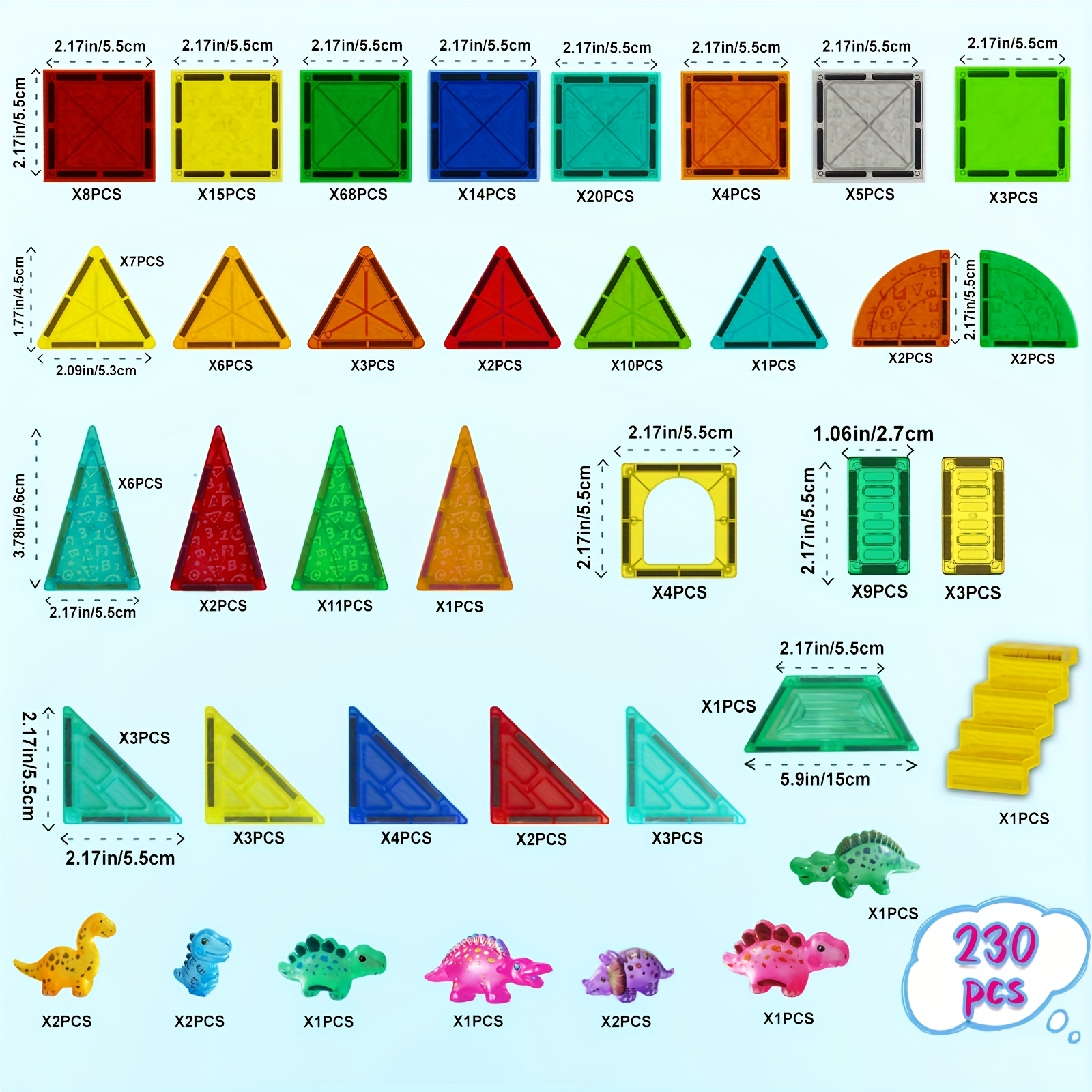 TEMU 35/49/55/175/230pcs Deluxe Magnetic Stacking Block - Children's Magnetic Blocks, Diy Creative World Toys, Stem Sensory Education Outdoor Toys,