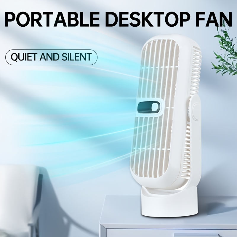 portable usb rechargeable table fan 10w quiet desktop personal fan with button control plastic material built in lithium battery suitable for indoor and outdoor use   cord details 2