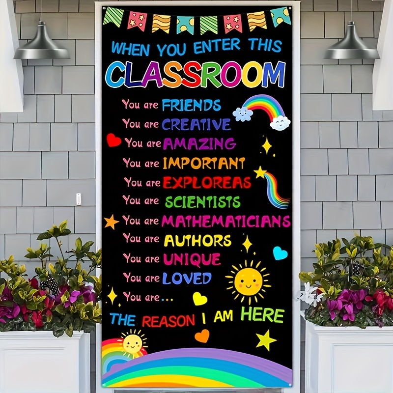 

Encouraging Classroom Welcome Banner - Polyester Fabric, Motivational Phrases For Students, Teacher's Decorative Sign, Electricity-free School Accessory For All Seasons