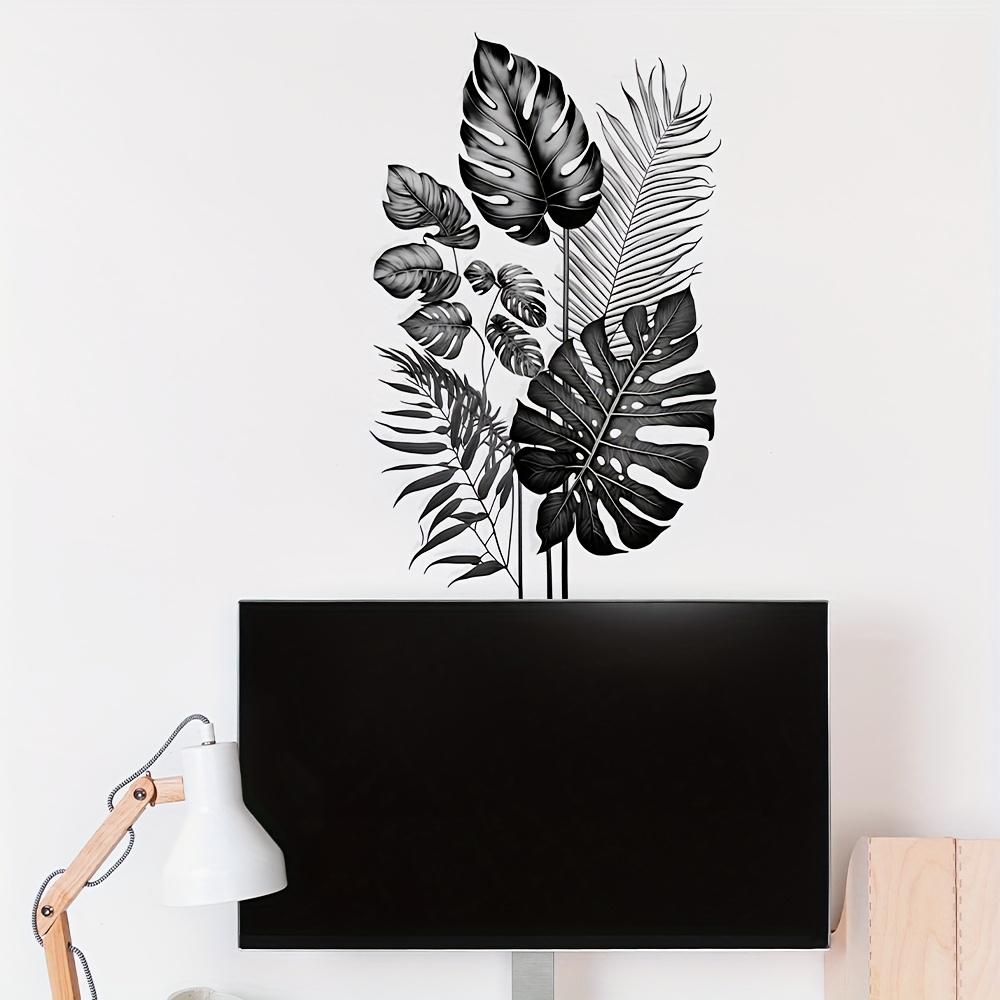 schwarz weies tropisches blatt wandtattoo selbstklebendes - Temu Austria