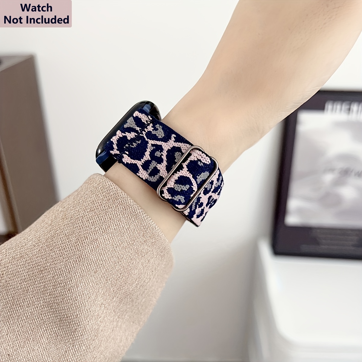 1pack leopard print elastic loop compatible watch band - Temu