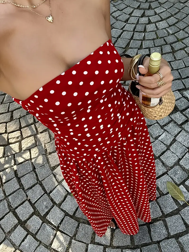 asd1 casual holiday rose red polka dot tie dress womens - Temu Qatar asd1 casual holiday rose red polka dot tie dress womens - Temu Qatar