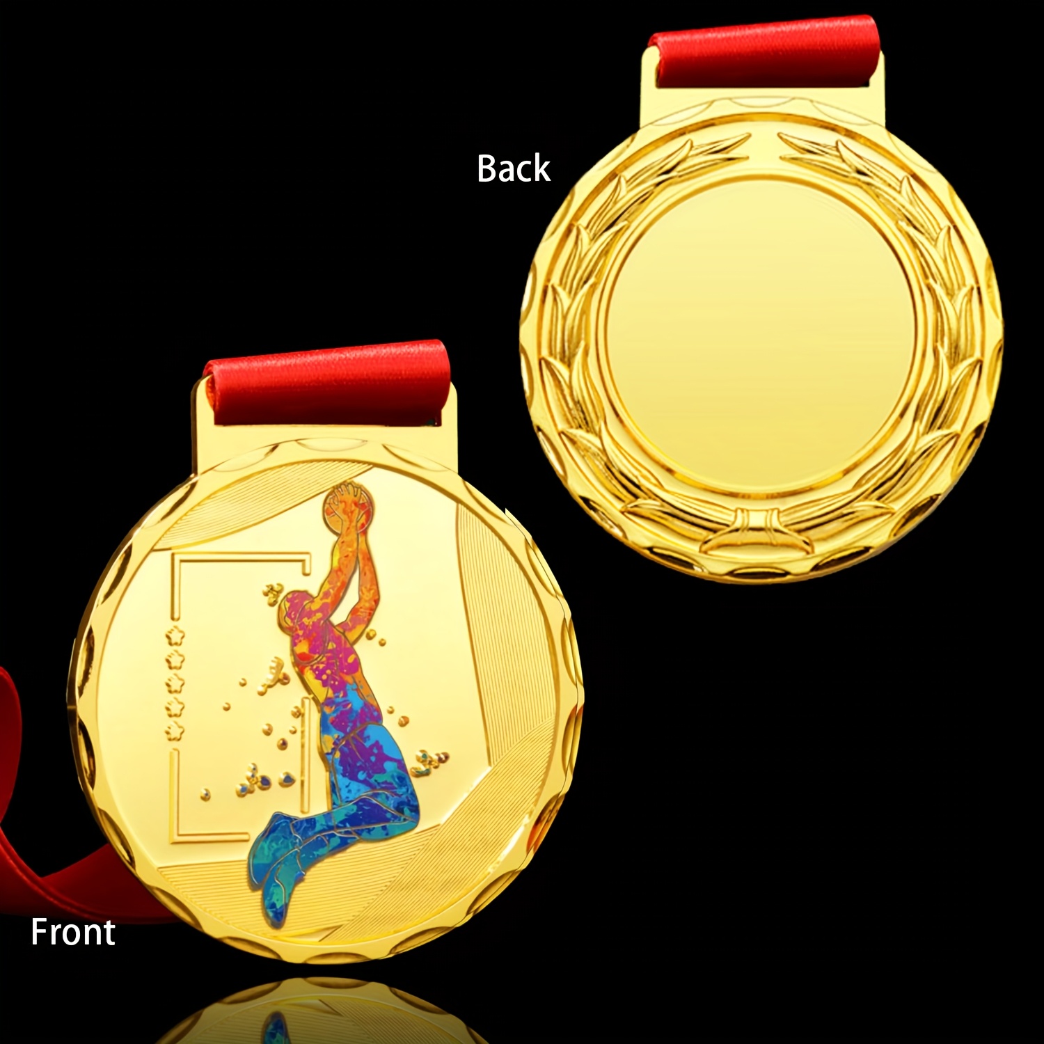 TEMU Étiquettes de basket-ball personnalisées en métal, médailles dorées, argentées et bronze, matériaux en alliage de , médailles de , production de
