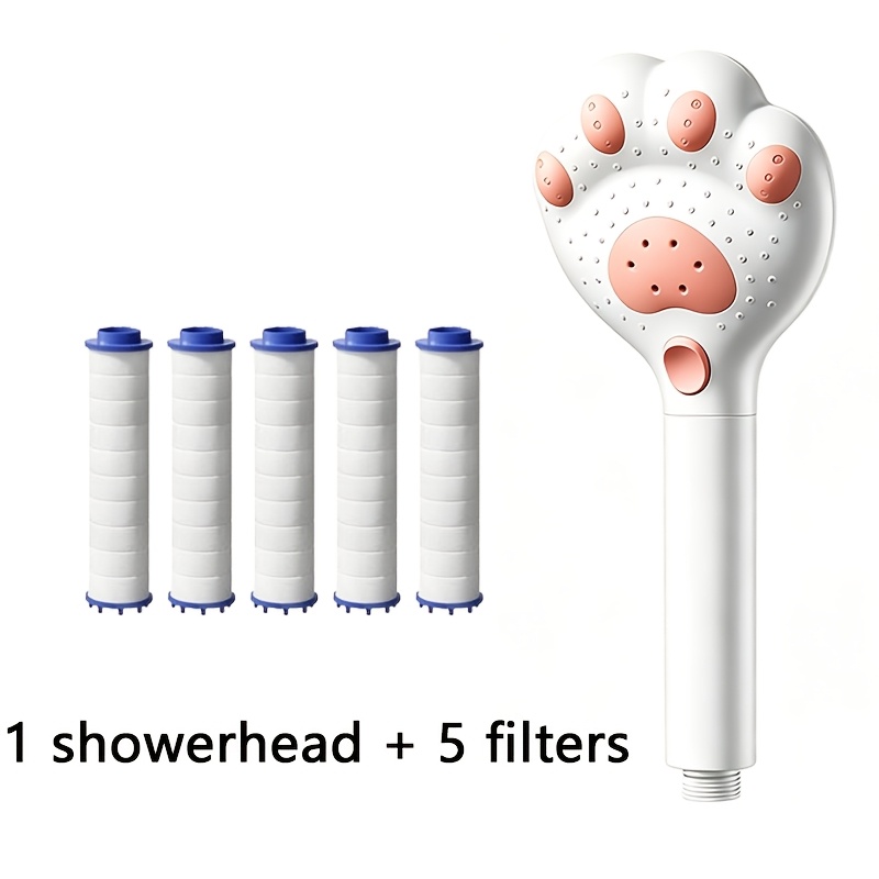 MROOFUL Cat Paw Shower Head with 5 Filter Cartridges