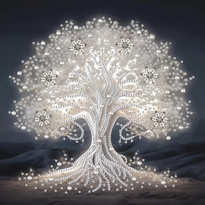 Image of Tree Of Life Diamond Painting Kit, 11.8x11.8 Inches, Crystal Diy Craft Set With Round And Irregular Diamonds, Plant-themed Home Decor And Handmade Gift