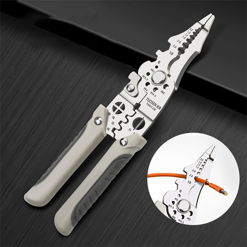

1pc Multi-functional Electrician Pliers, High Carbon Steel Serrated Blade Wire Cutting Tool, Wire Cable Scissors, Crimping Pliers, Wire Stripping Pliers, Wire Cutter, Electrician Tool