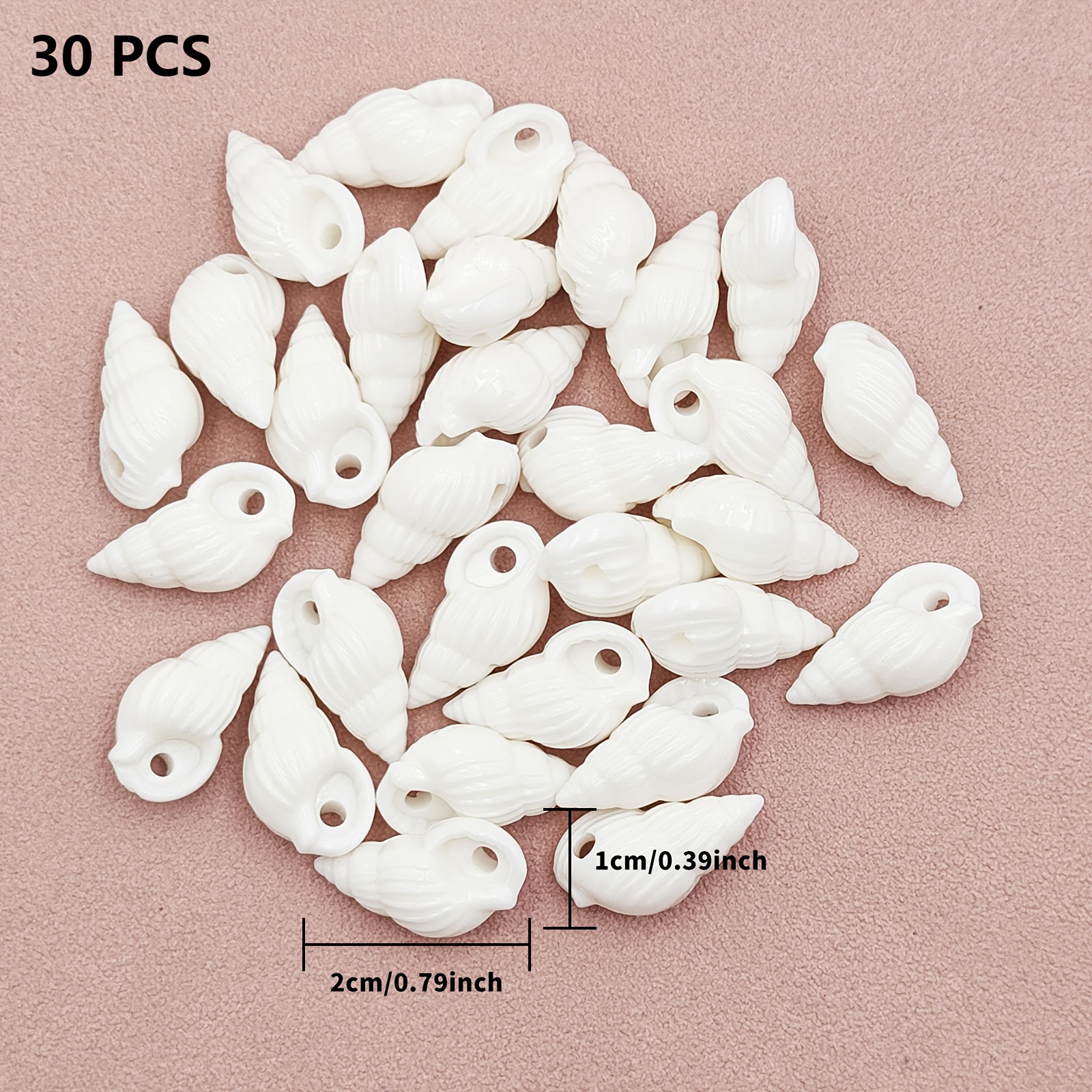 Image of 30pcs Acrylic Hole Conch Beads - Suitable For Creative Jewelry Making, Handmade - Perfect For Fashion Projects, Beads & Bead Assortments
