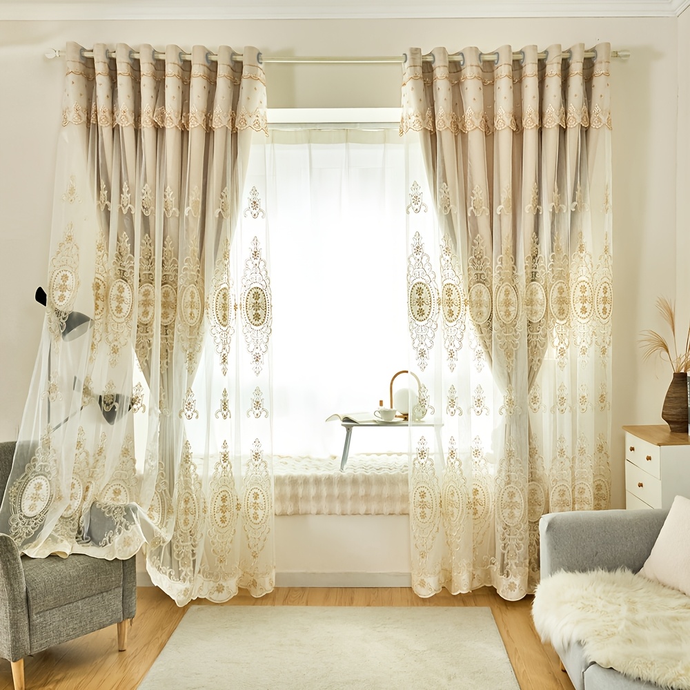 TEMU Double Layer Luxurious Pearl Velvet Curtains 1pc