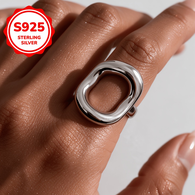 Women's 925 Silver Adjustable Oval Irregular Ring, Gift