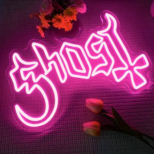ghost led neon sign gothic wall decor spooky home lighting usb powered rock music lovers studio ambiance