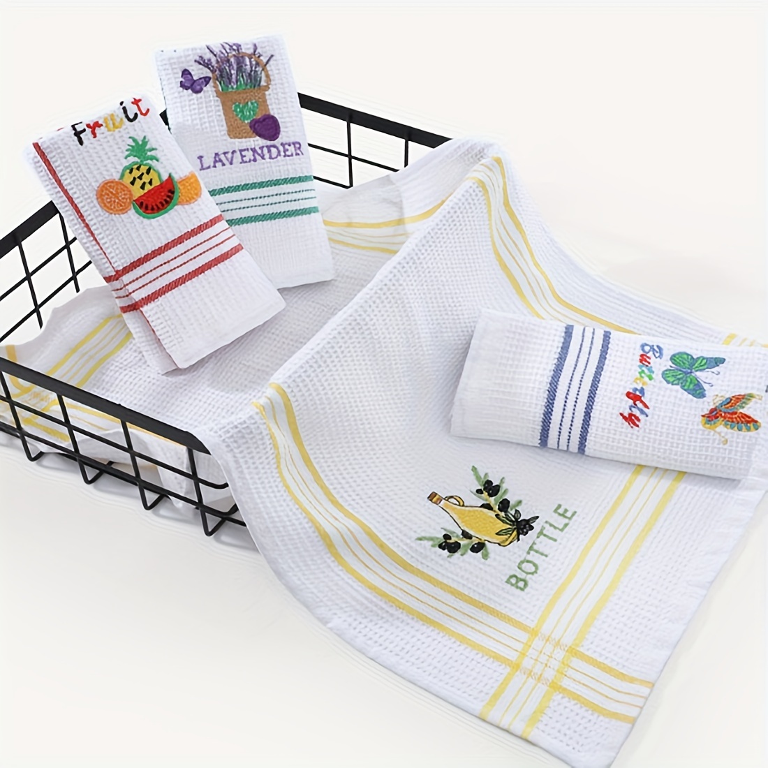 

1/4pcs, Dishcloth, Modern Waffle Weave Cotton Dish Towels, Super Soft Absorbent Kitchen Towels, Vibrant Tea Towels, Bar Cloths For Drying Dishes & Home Use